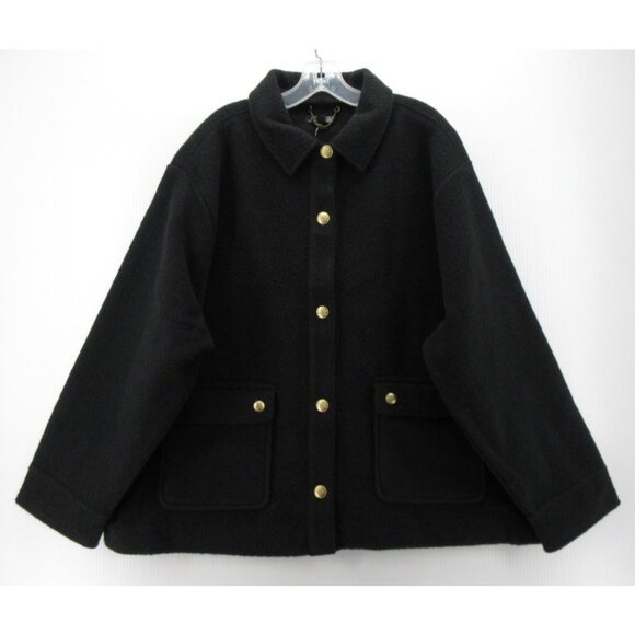 J Crew Jacket 3X Plus Boucle Barn Chore Coat Gold Buttons Preppy NEW - Picture 1 of 11